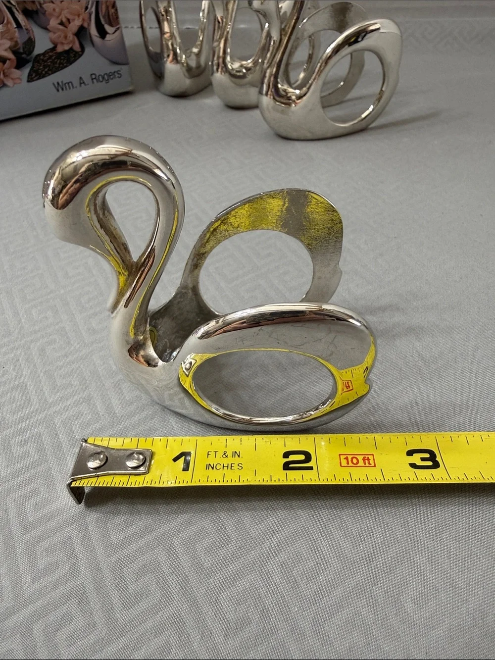 Vintage Wm A Rodgers Silverplate Swan Napkin Holders Set Of 6 Rings